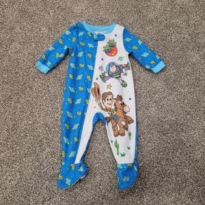 Disney Toy Story Footie Sleeper Fleece Pajama Boy Size 12m Woody Buzz Lightyear
